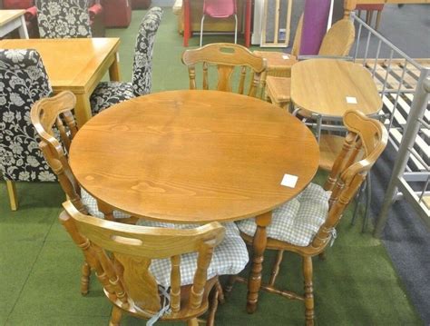 Round Light Wood Stained Dining Table With Four Chairs | in Stockport, Manchester | Gumtree