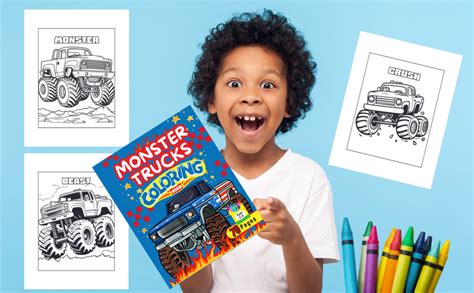 Monster Truck Coloring Book For Kids Ages 3-8: Shaffer, Julie Ann: 9798861877695: Amazon.com: Books