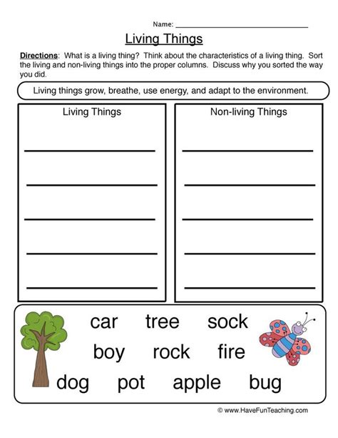 Sorting Characteristics Living Things Worksheet - Have Fun Teaching ...