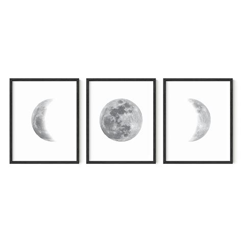 Buy HAUS AND HUES Moon Phases Wall Art for Bedroom Set of 3 Moon Phases Prints | Stages of the ...