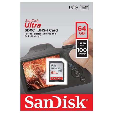 SanDisk Ultra 64GB SD Card SDXC UHS-I 100MB/s Camera DSLR Memory Card SDSDUNR-064G