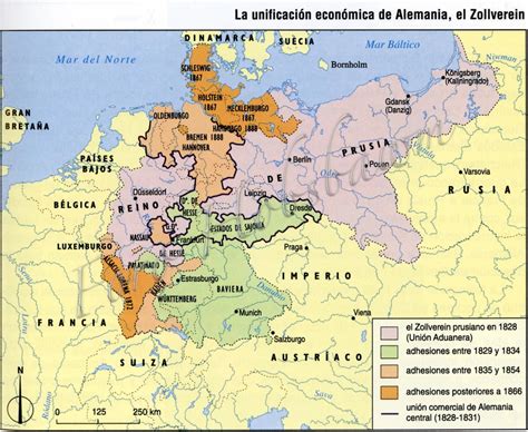 Historia: Mapa de la unificación alemana.