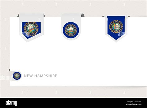 Label flag collection of US state New Hampshire in different shape ...