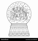 Coloring Page snow globe Thin line Art Royalty Free Vector sketch template