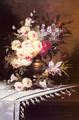 Still Life with Assorted Flowers in a Brass Vase - Modeste Carlier - WikiGallery.org, the ...