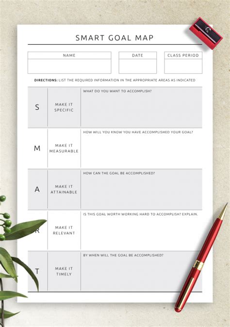 Paid and Free SMART Goal Worksheet - Download PDF