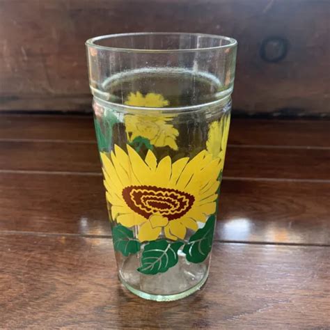 VINTAGE ANCHOR HOCKING Sunflower Drinking Glasses Tumblers Jelly Jar Style $5.50 - PicClick