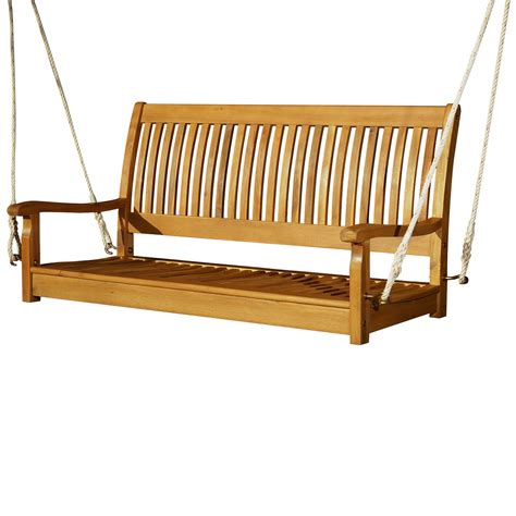 Outsunny 48'' Wooden Swing Bench w/ Supportive Ropes for 2 Person ...