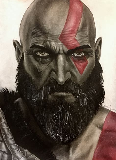 God Of War | Kratos | Charcoal Painting - campestre.al.gov.br