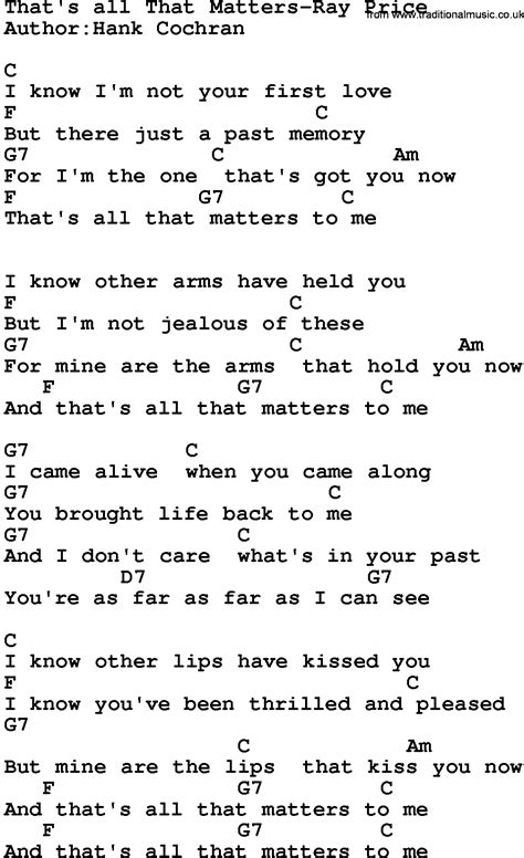 Country Music:That's All That Matters-Ray Price Lyrics and Chords