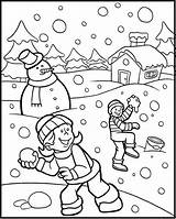 Happy Snowball Fight Coloring Page  Free Printable Pages For Kids sketch template