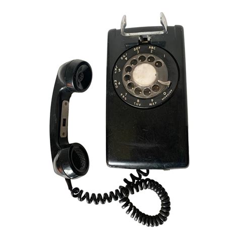 Vintage 1950s Black Rotary Wall Phone | Chairish