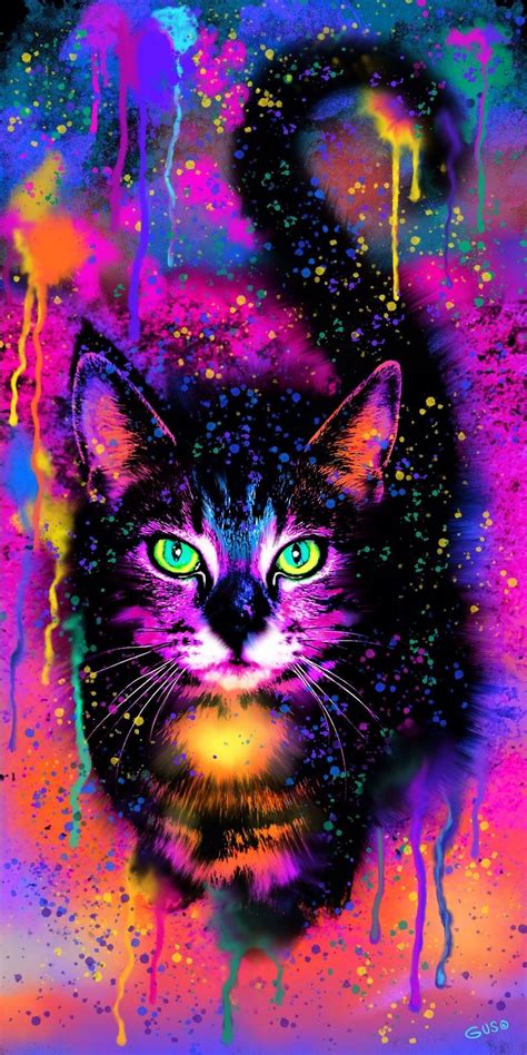 Rainbow Painted Tabby Cat Diamond Painting Kit (Full Drill) | Colorful animal paintings, Cat art ...