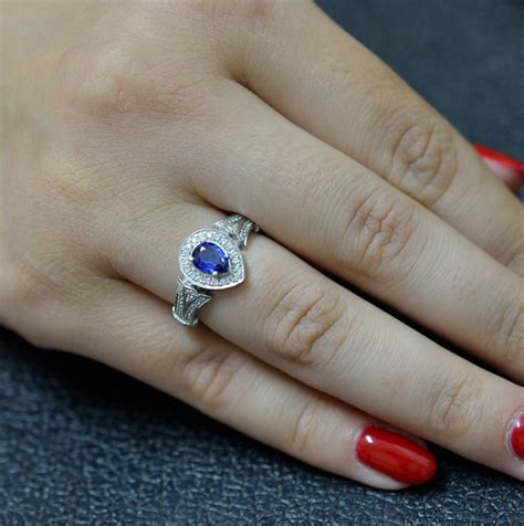 Sapphire Ring Ceylon Sapphire Engagement Ring Sapphire Diamond | Etsy