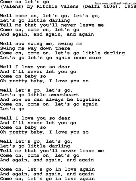 Bruce Springsteen song: Come On Let's Go, lyrics