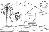 Premium Vector  Handdrawn Summer Sunset Tropical beach Line Art sketch template