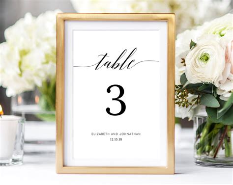 Wedding Table Numbers, Printable Wedding Table Numbers, Table Number C ...