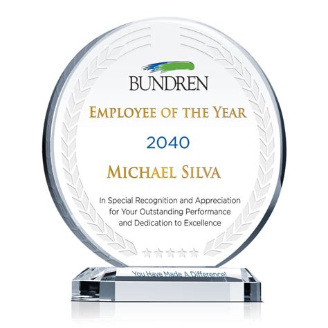 Crystal Circular Shaped Employee Recognition Award Plaque