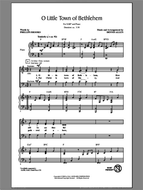 Allen - O Little Town of Bethlehem sheet music for choir (SAB: soprano ...