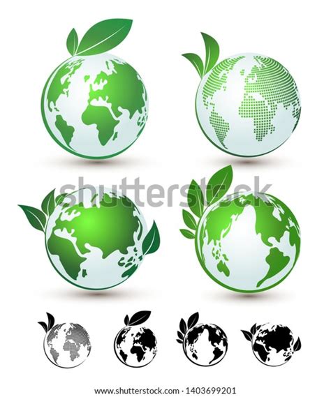 Set Planet Earth Plant Logo Flat Stock Vector (Royalty Free) 1403699201 ...