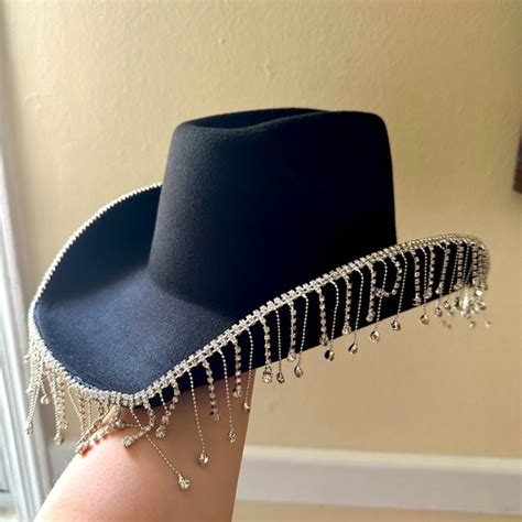 Accessories | Beyonce Renaissance Inspired Black Bedazzled Cowboy Hat ...