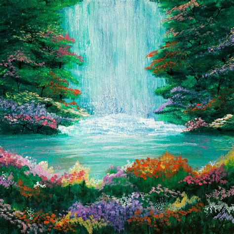 The Waterfall Original Painting - Contemporary - Paintings - los ...