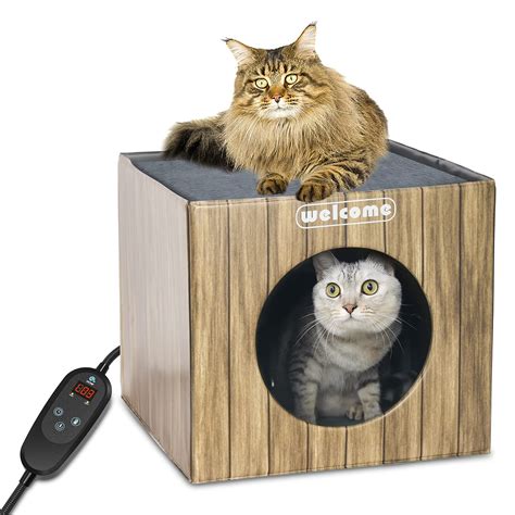 Buy Heated Cat Houses for Outdoor Cats, PETNF Weatherproof Feral Cat ...