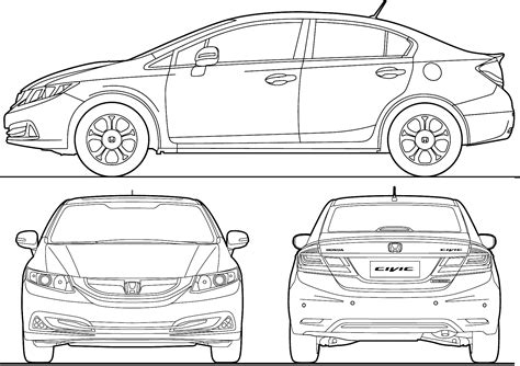 Honda Civic 2013 Blueprint - Download free blueprint for 3D modeling