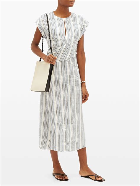 Striped linen midi dress | Three Graces London | MATCHESFASHION US | Striped linen, Linen midi ...