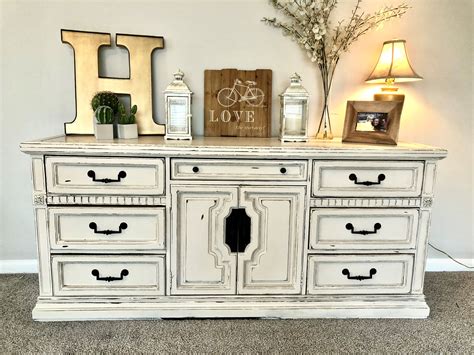 Antique farmhouse dresser | White antique dresser, White distressed ...