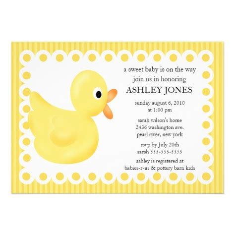 Yellow Duck Baby Shower Invitation 5" X 7" Invitation Card | Zazzle