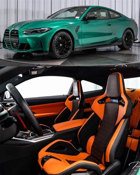 2022 BMW M4 Competition in Isle of Man Green Metallic over Kyalami Orange & Black Leather ...