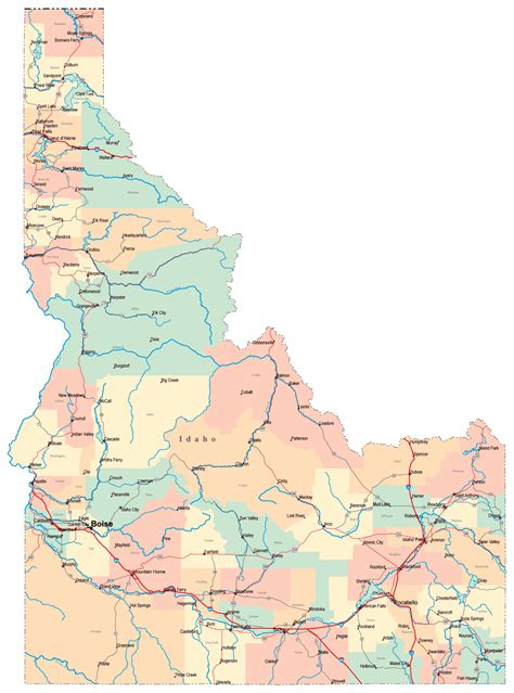 Large administrative map of Idaho state with roads and cities | Vidiani.com | Maps of all ...