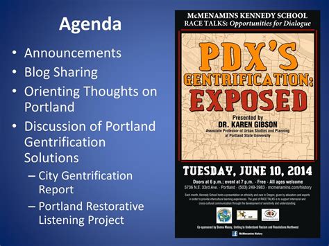 Agenda Announcements Blog Sharing Orienting Thoughts on Portland - ppt ...