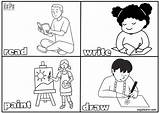Action Verbs 3 Coloring Pages Free PDF Download  Ezpzlearncom sketch template