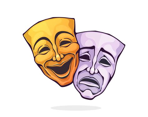 Two theatrical comedy and drama mask. Bipolar disorder symbol. Positive ...