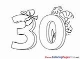30 Years Flowers Kids Happy Birthday Coloring Page sketch template