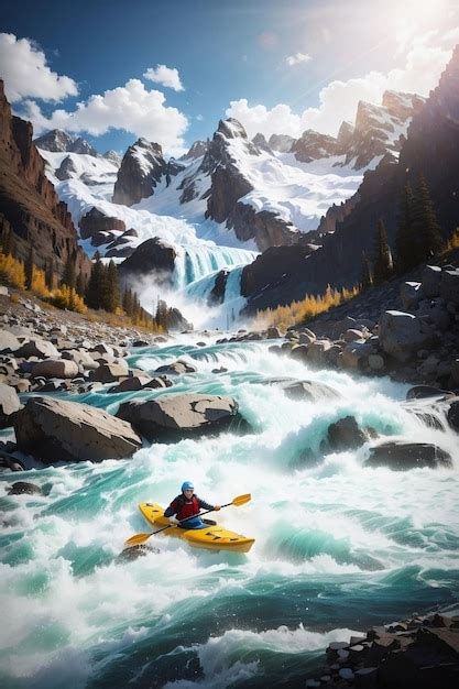 Premium AI Image | Adventurous Kayaking Conquering a Raging River