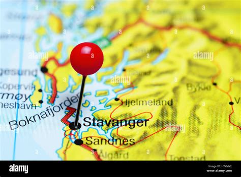 Stavanger pinned on a map of Norway Stock Photo - Alamy