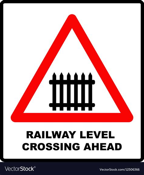 Traffic sign level crossing with barries ahead Vector Image