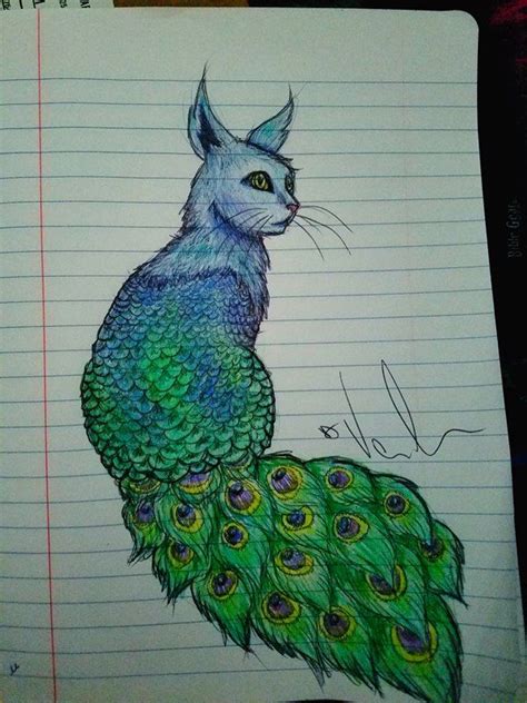 Peacat? by Emerin | Mythological creatures, Art, Hybrid cat