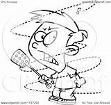 Cartoon Clipart Of A Black And White Trying To Swat Pesty Fly  sketch template