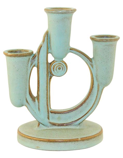 Roseville Pottery Moderne Green Triple Candle Holder 1112 - Just Art Pottery from Just Art ...