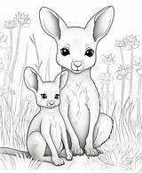 Premium Photo  Coloring Pages Of A mother kangaroo And Her Baby sketch template