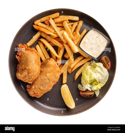 Isolated portion of fried fish and chips Stock Photo - Alamy