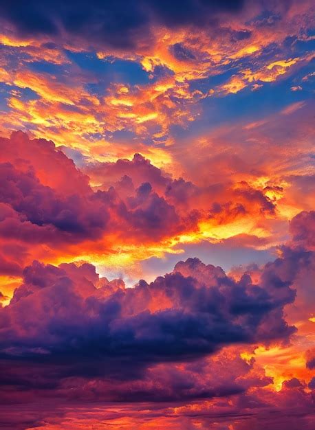 Premium Photo | Beautiful orange sky and clouds at sunset