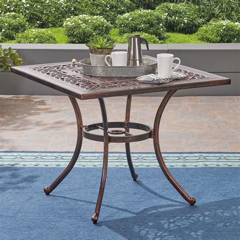 Clayton Outdoor Square Cast Aluminum Dining Table, Shiny Copper - Walmart.com