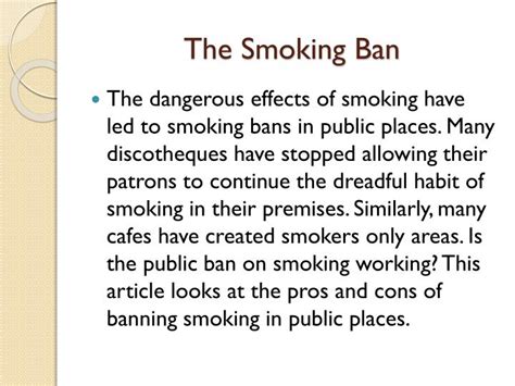 PPT - Banning Smoking in Public Places PowerPoint Presentation - ID:1646417