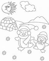 Igloo Penguin Coloring Pages sketch template