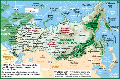 Map of Russia Land Forms - Russia